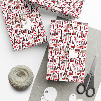 Paris Style Valentines Wrap Paper - Red Romance