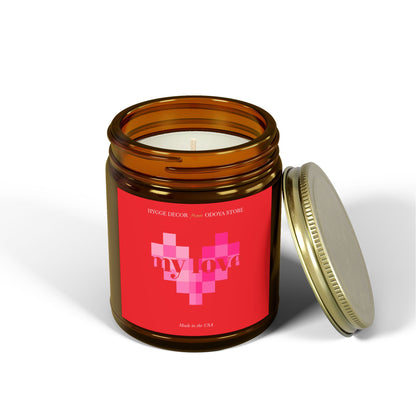 Romantic Candle with Pixel Heart Design – Coconut Apricot Wax