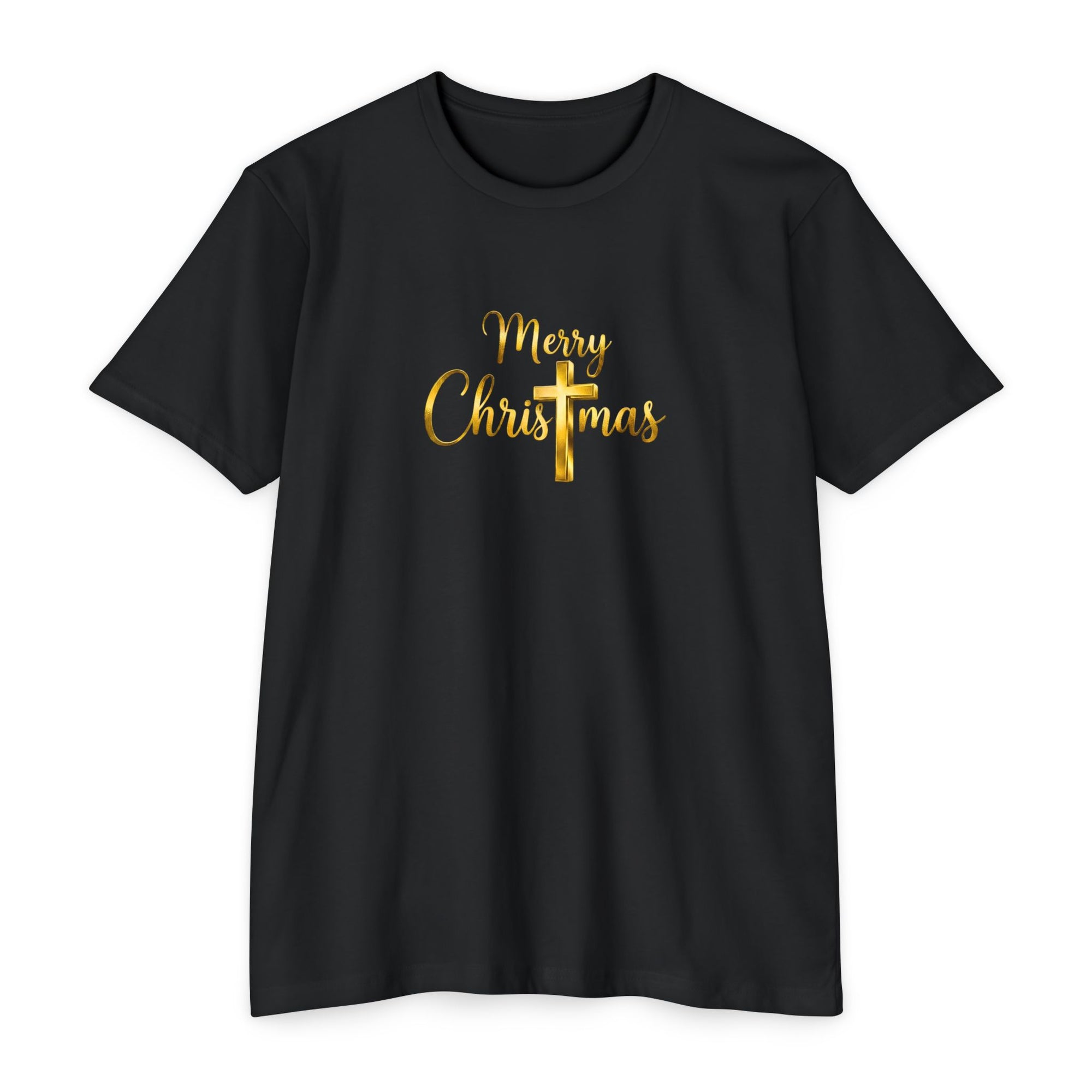 Merry Christmas Gold Cross Shirt, Family Matching Christmas Gift, Jesus Christmas Tee