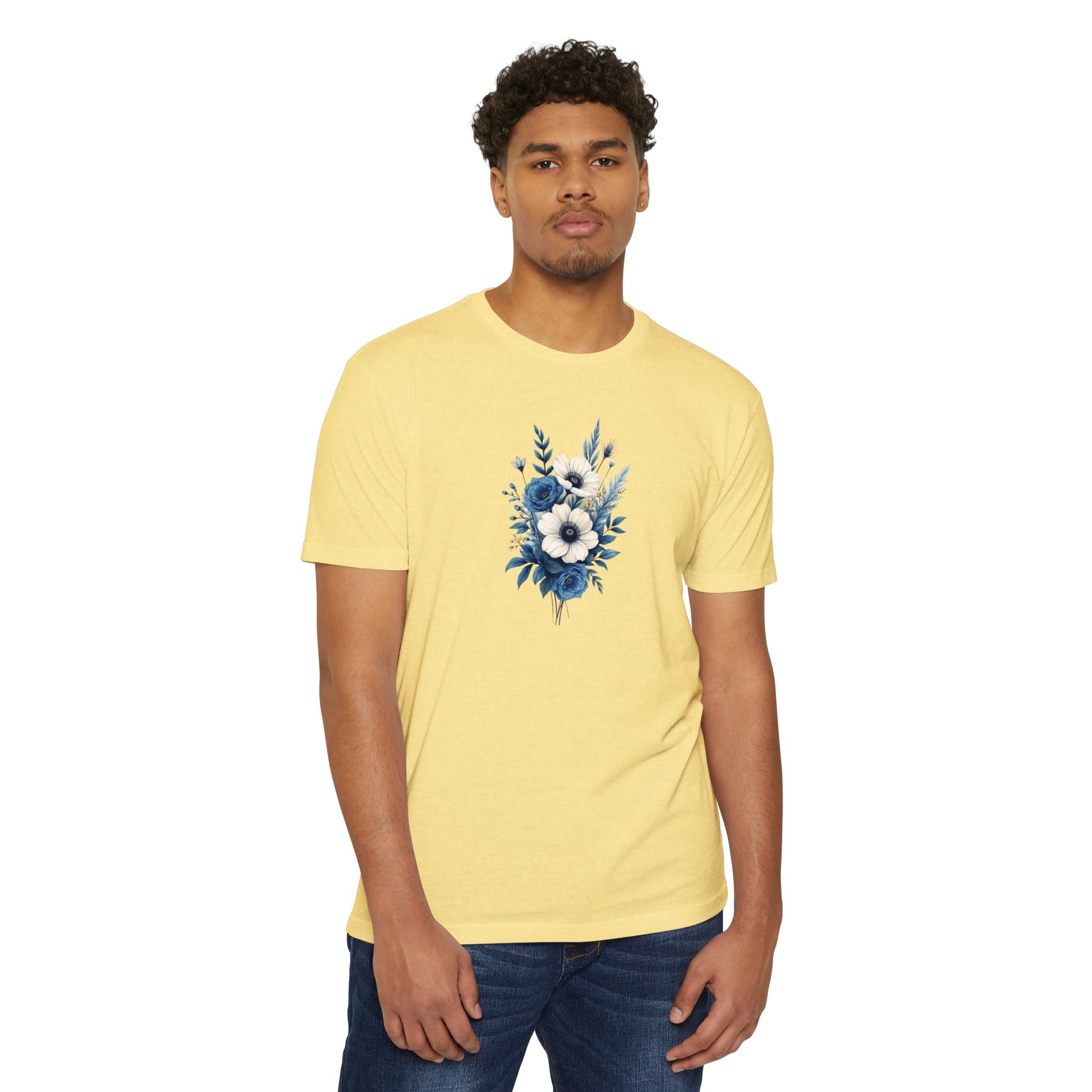 Blue Cosmic Flowers T-shirt