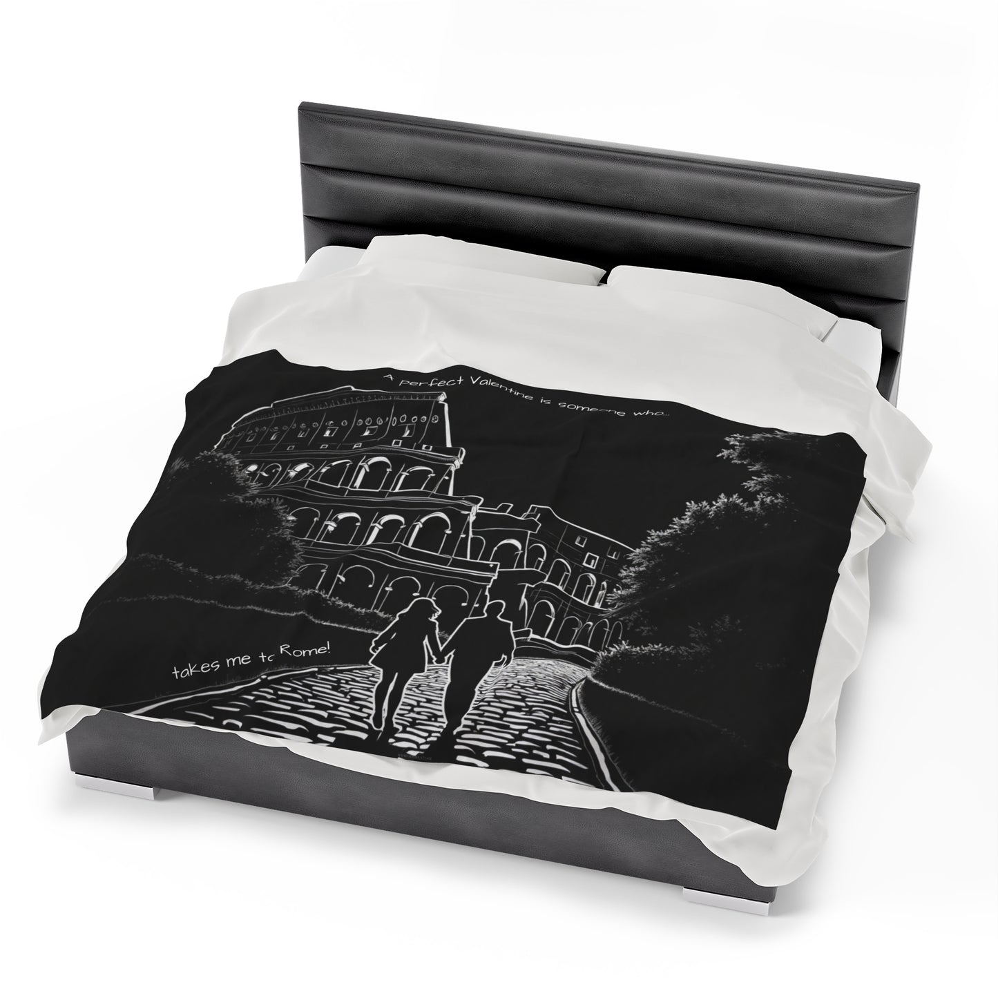 Valentine's Day Plush Blanket - Night in Rome