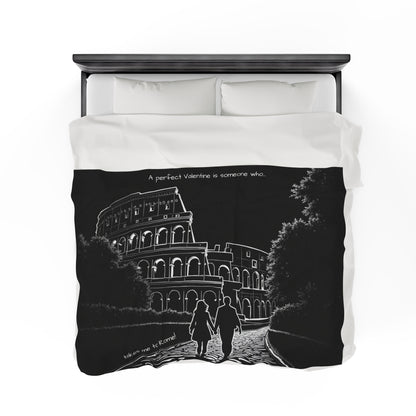 Valentine's Day Plush Blanket - Night in Rome