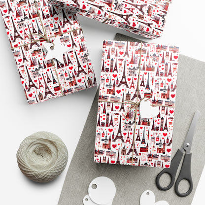 Paris Style Valentines Wrap Paper - Red Romance