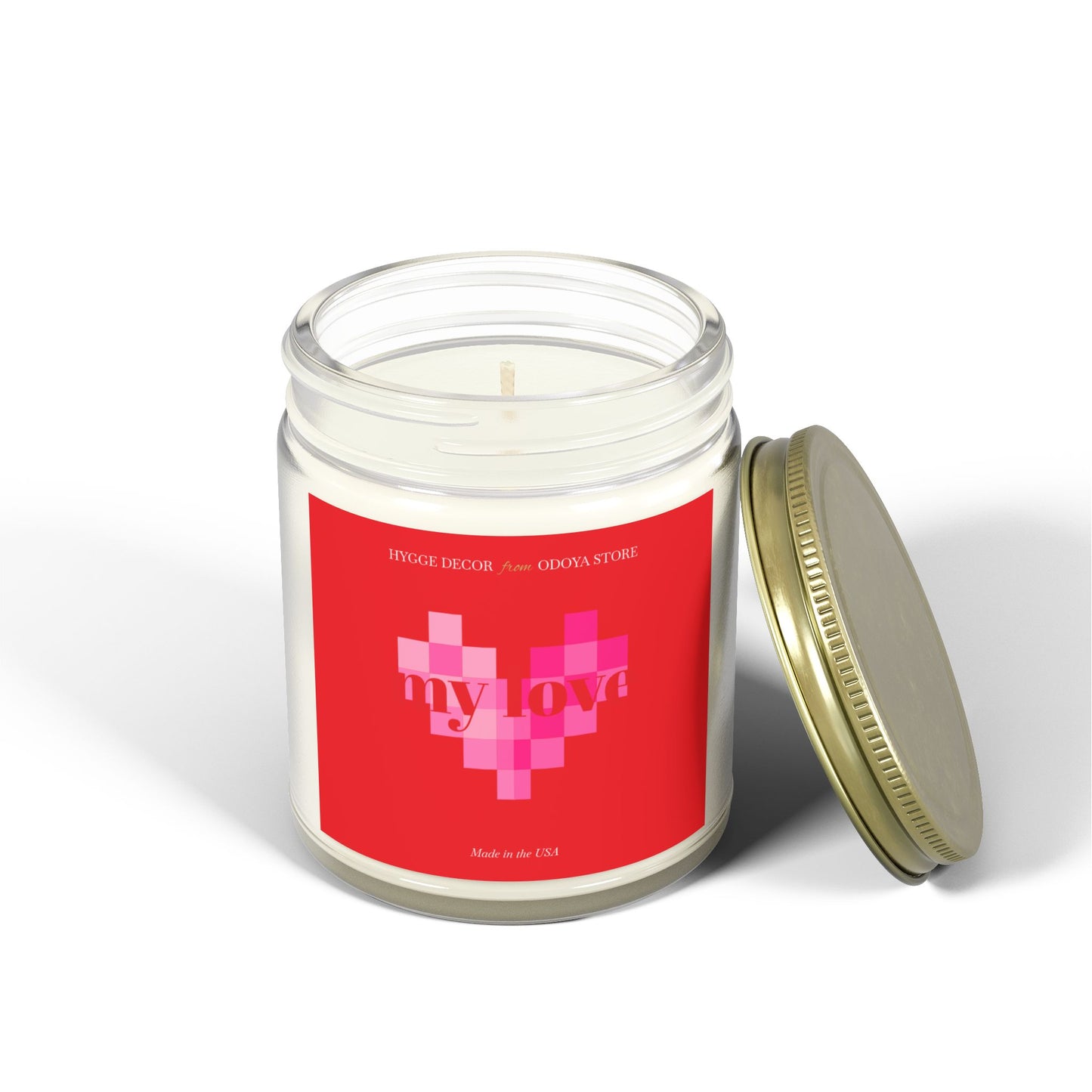 Romantic Candle with Pixel Heart Design – Coconut Apricot Wax