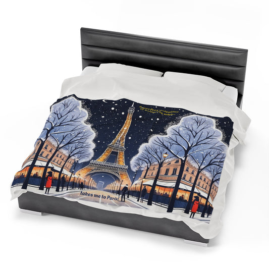 Valentine's Day Plush Blanket - Night in Paris (multi-sizes)