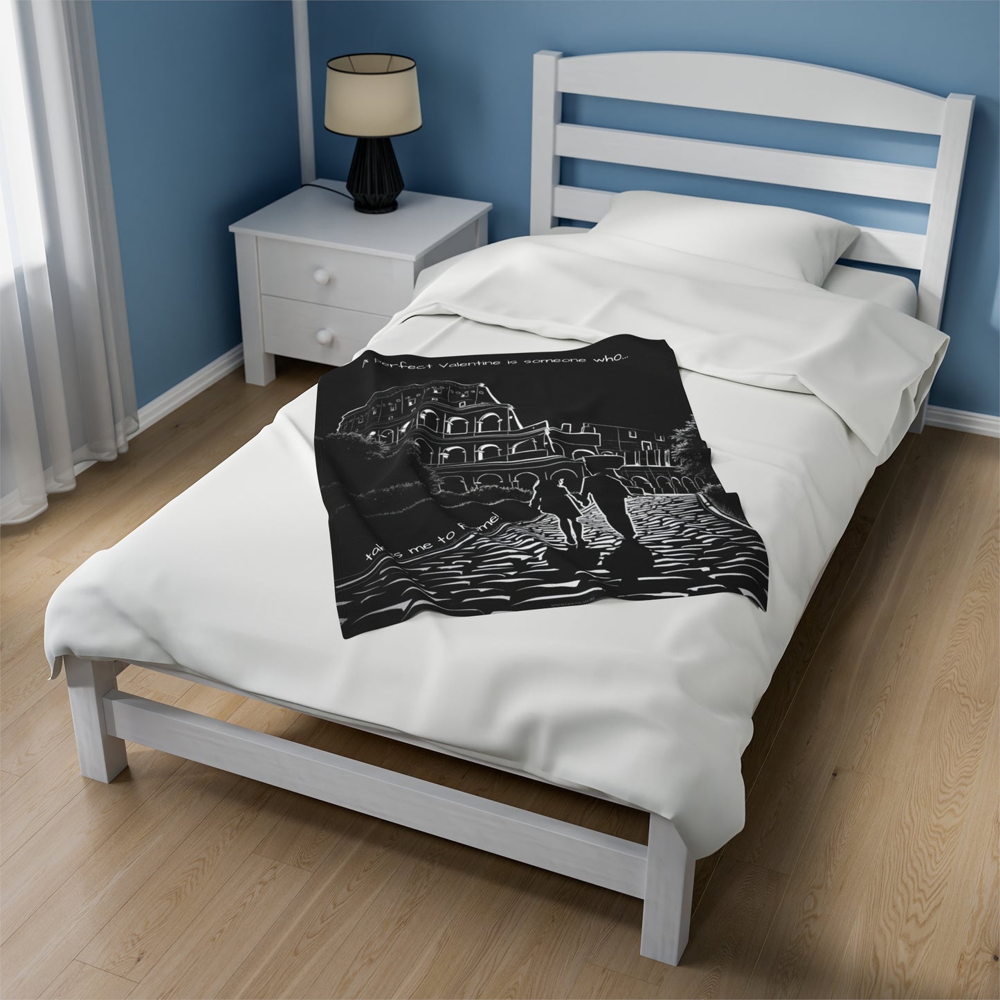 Valentine's Day Plush Blanket - Night in Rome