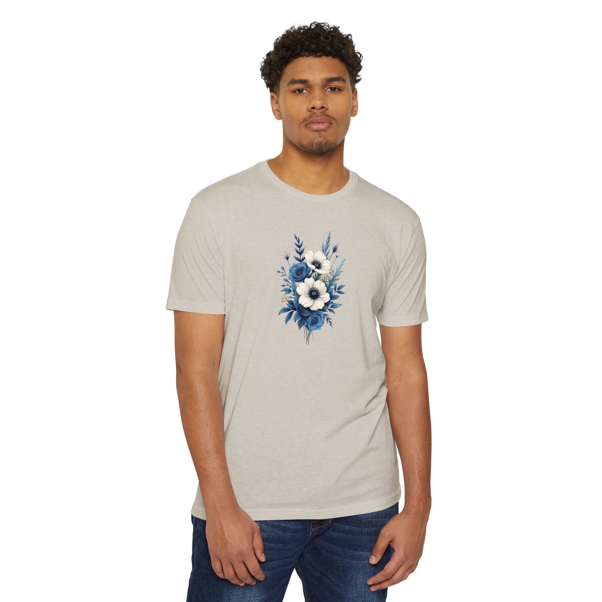 Blue Cosmic Flowers T-shirt