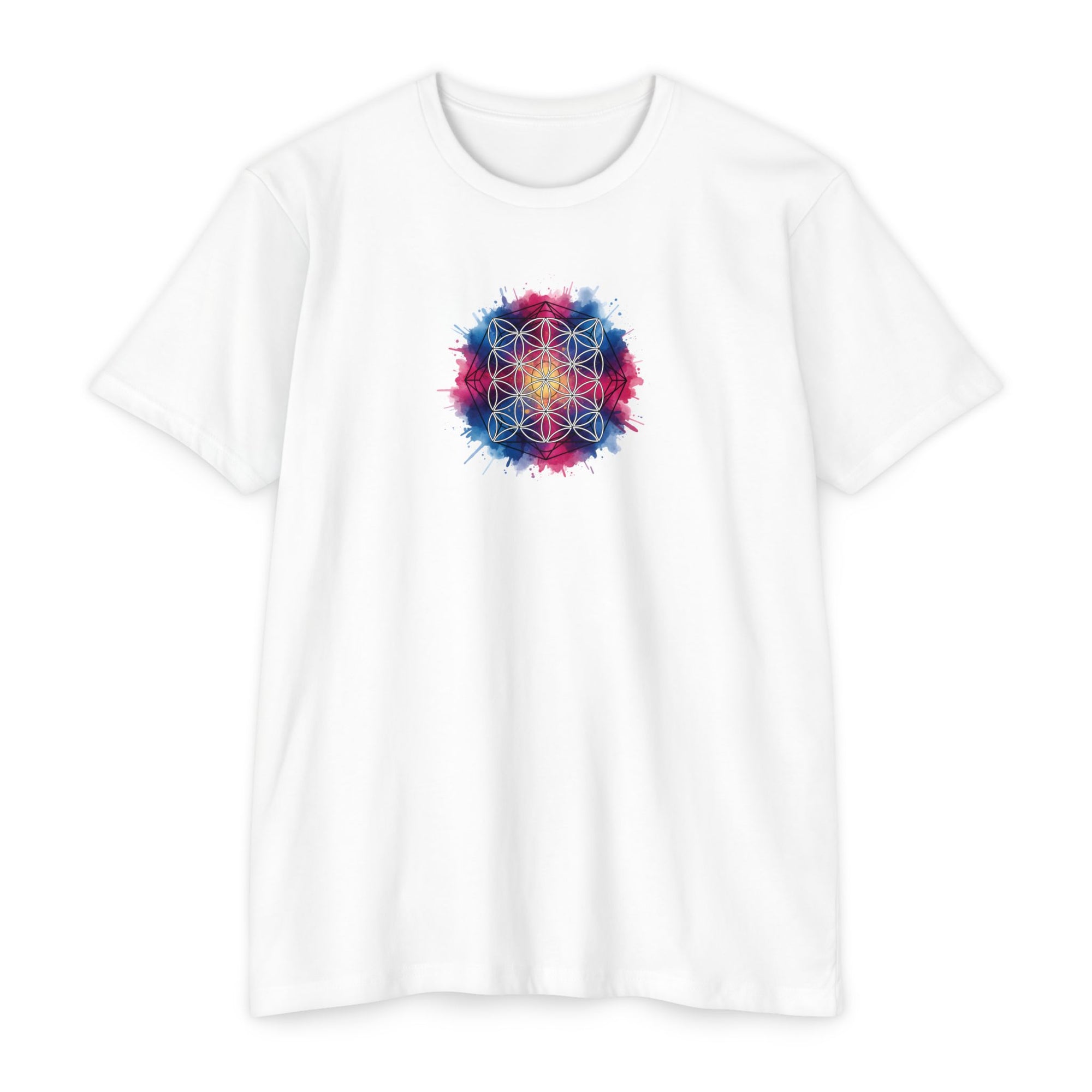 Colorful Watercolor Flower of Life Sacred Geometry Graphic Tee