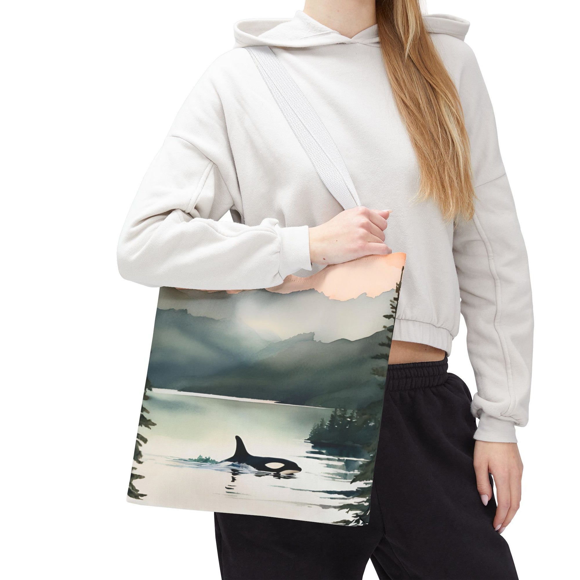 Orca and Sunset Beach Tote Bag