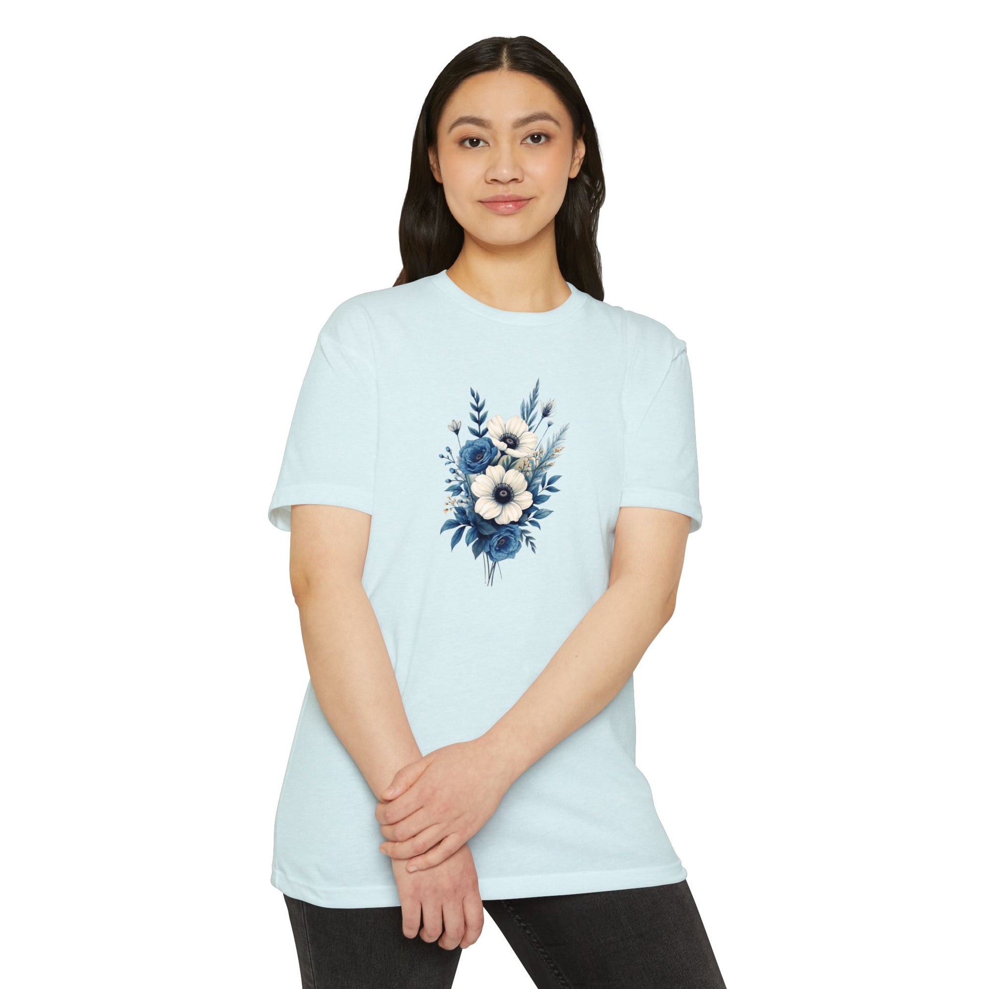 Blue Cosmic Flowers T-shirt