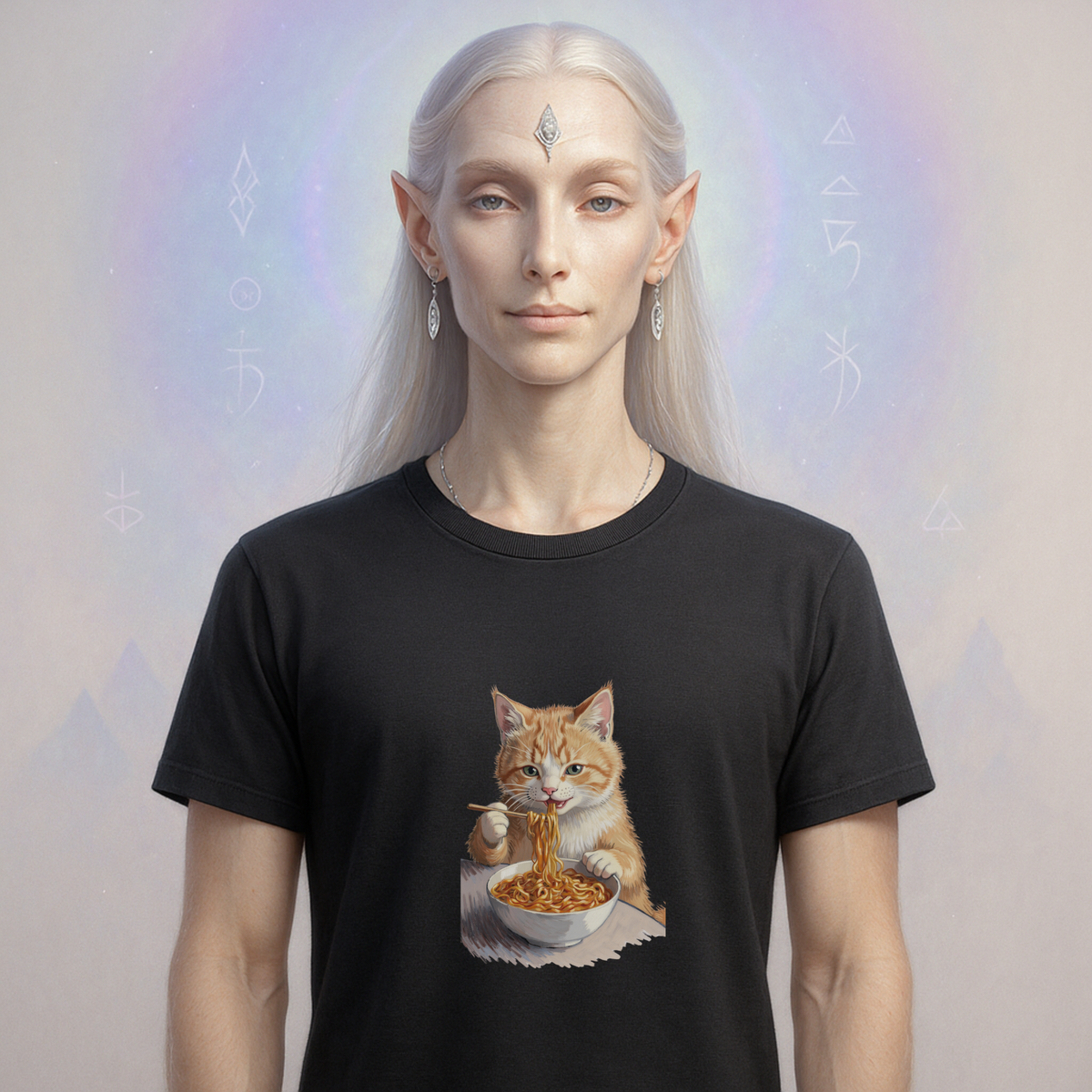 Alien Cat Noodle T-Shirt – Retro Ramen
