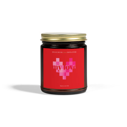 Romantic Candle with Pixel Heart Design – Coconut Apricot Wax