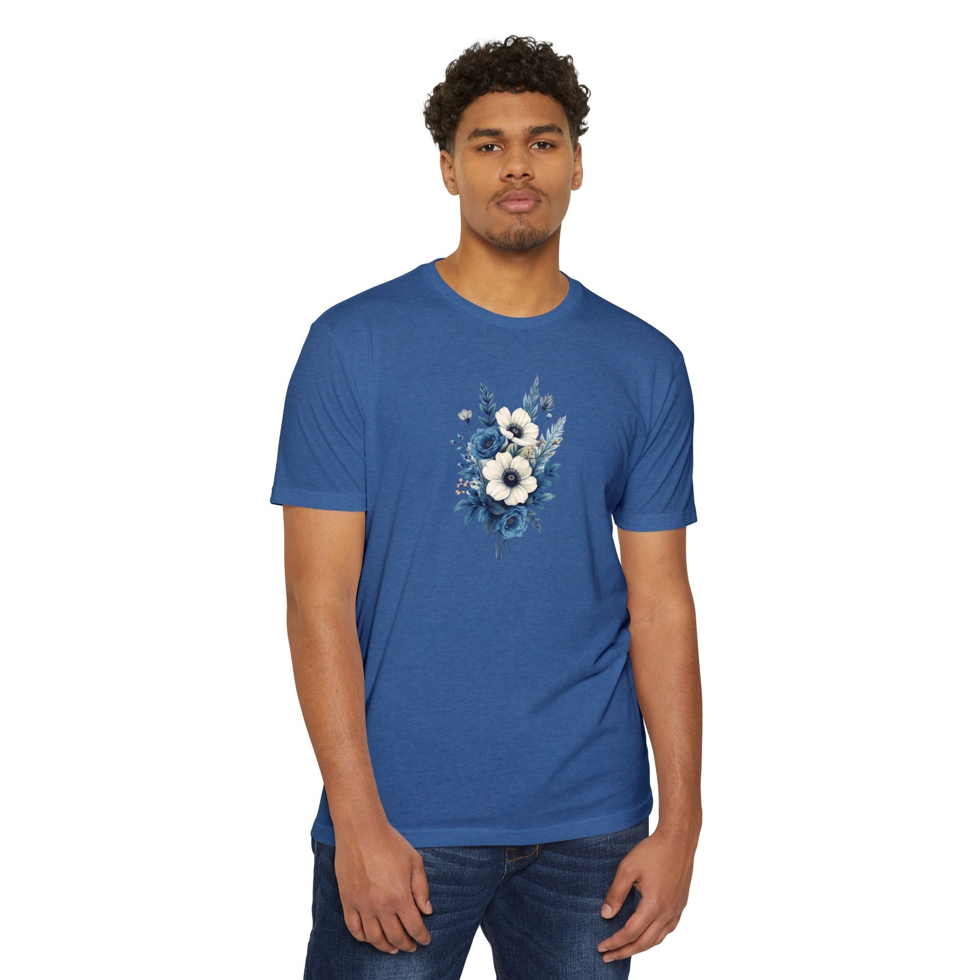 Blue Cosmic Flowers T-shirt