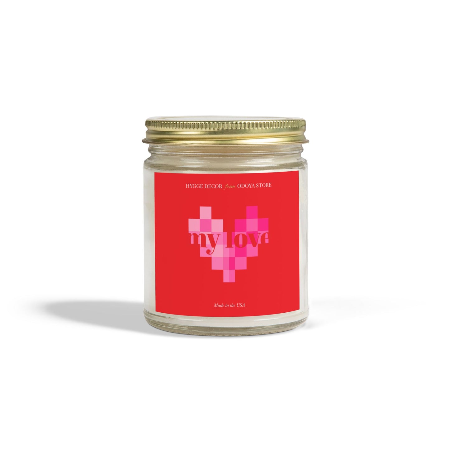 Romantic Candle with Pixel Heart Design – Coconut Apricot Wax