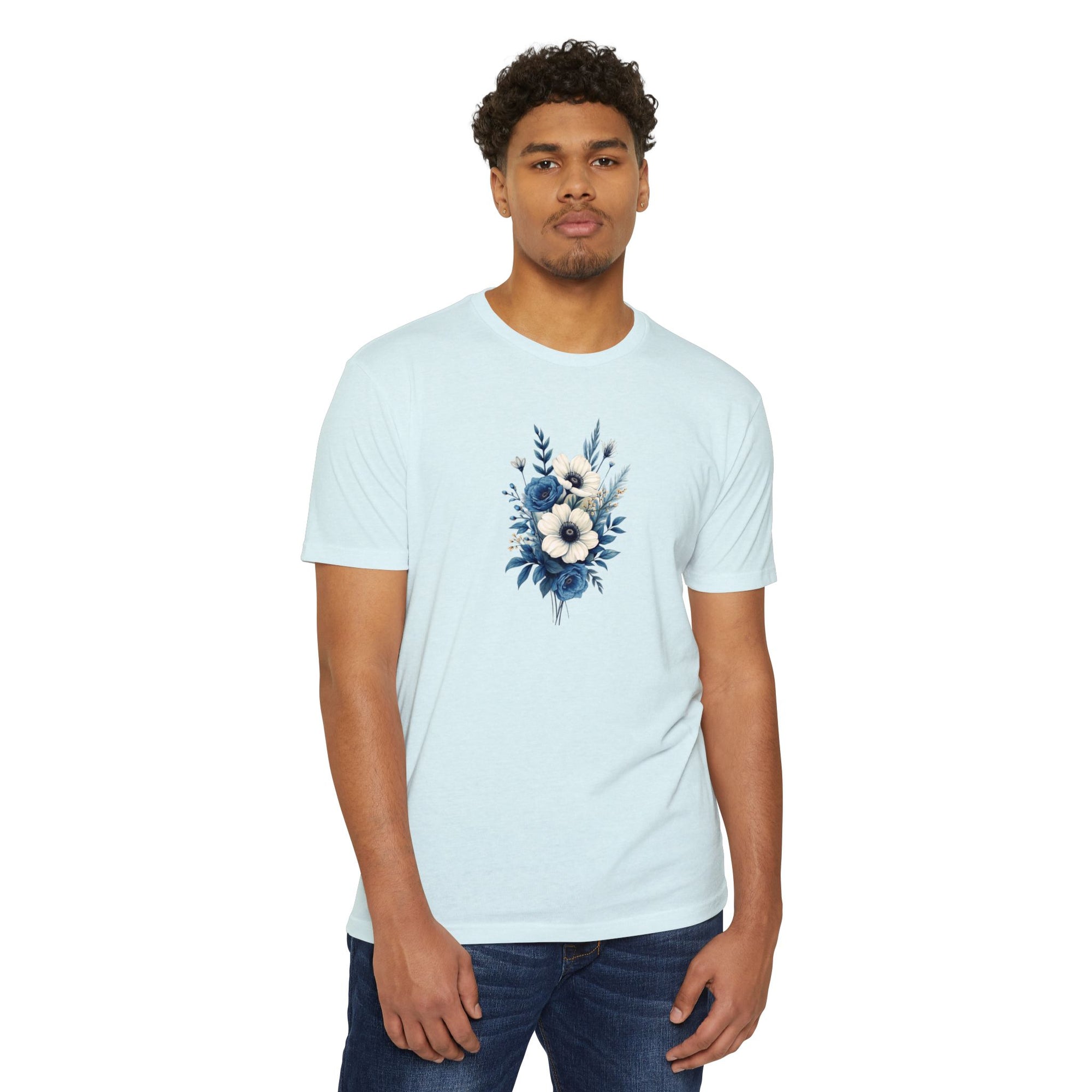 Blue Cosmic Flowers T-shirt