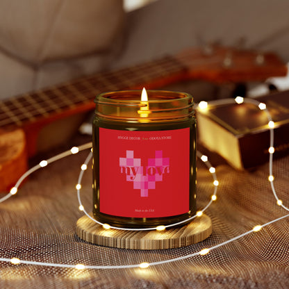 Romantic Candle with Pixel Heart Design – Coconut Apricot Wax