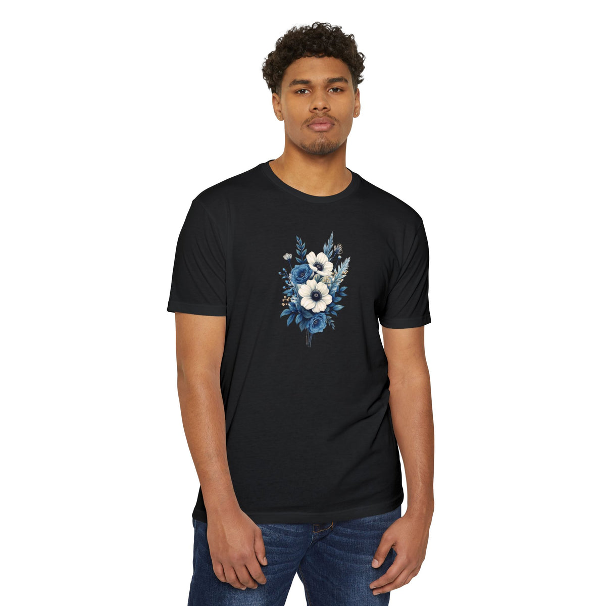 Blue Cosmic Flowers T-shirt