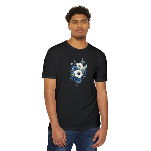Blue Cosmic Flowers T-shirt