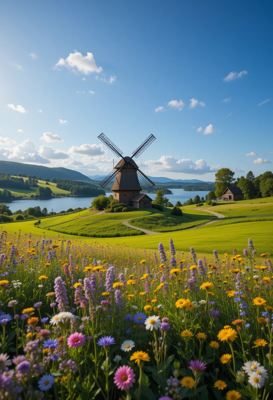 Charming Scandinavian windmill - Paper Poster