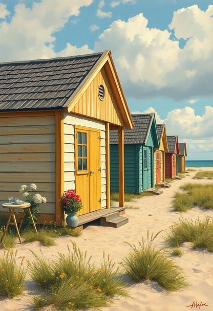 Beach huts in Skåne - Paper Poster